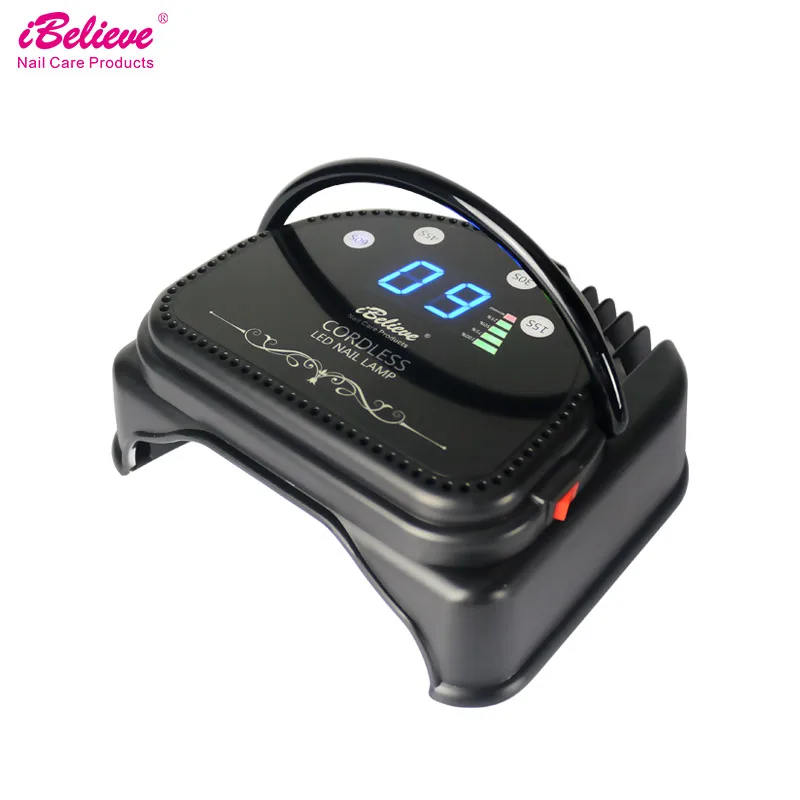 

iBelieve 64w Rechargeable LED Nail Dryer Portable Nail Lamp auto sensor LCD timer display Special led bulbs for thumbs curing