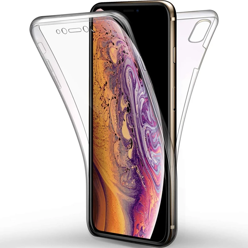 

360 Degree Protect Case for iphone X XS MAX XR 10 7 8 Plus 6 6s Full Coverage Body Protection Drop proof TPU Clear Cover