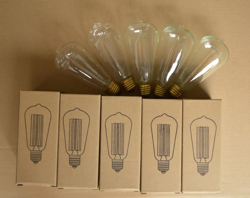 Винтажная лампа Эдисона, Подвесная лампа, люстра, подвесная потолочная лампа, одинарная лампа для столовой, спальни, 5 шт./лот
