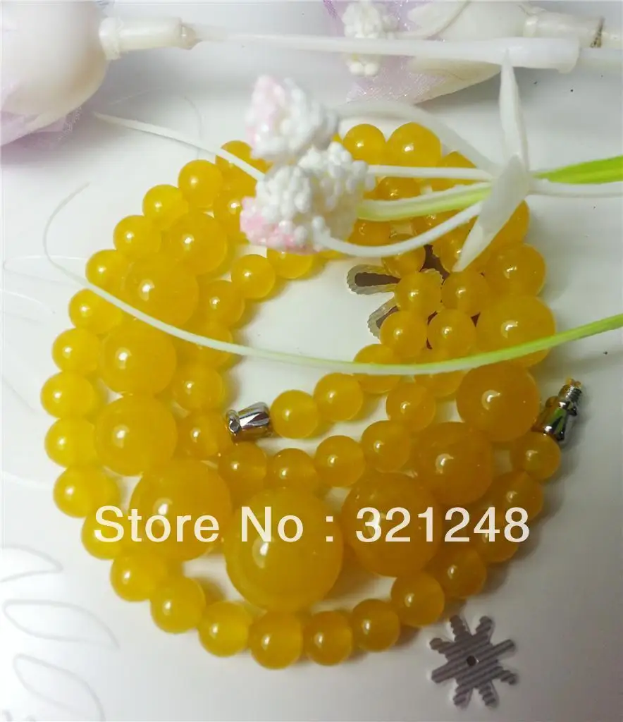 

AAA 6-14MM YELLOW JADE BEAD NECKLACE 18" GE1272