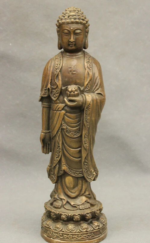 

song voge gem S4086 10" Tibet Tibetan Bronze Copper Buddhist Shakyamuni Sakyamuni Buddha Statue