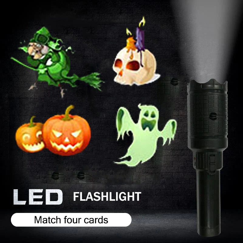 

LED Projector Flashlight with 12 Pattern Slides Tripod USB/Battery Portable Handheld Stage Light CLH@8
