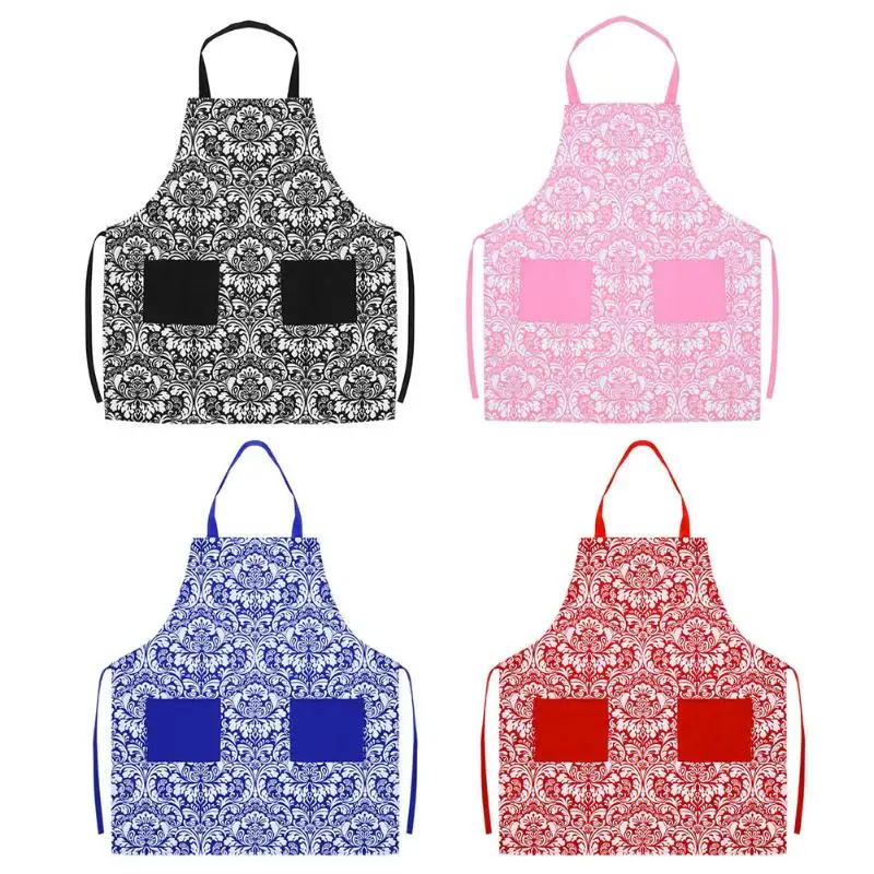 Cooking Couple Apron Waterproof Apron Pocket Printed Polyester Apron Home Kitchen Supplies