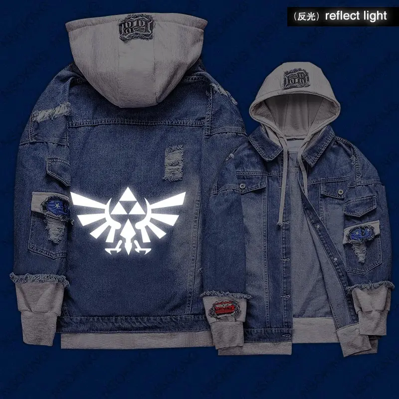 

New Spring Legend of zelda hoodie Anime link Jeans Coat reflect light Men Women Fashion Jacket