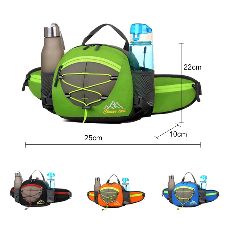 Multifunctional running bags waterproof waist 2 water bottle bag,trail running climbing fitness backpack for men women,no bottle