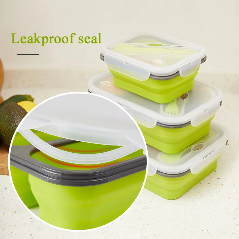NatureHike de silicona plegable caja de almuerzo de ahorro de espacio la cena de alimentos sello contenedor de Picnic al aire libre caja de excursión el acampar que viaja
