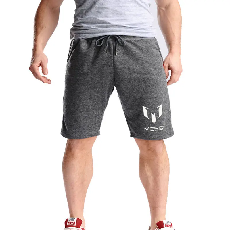 Новые летние высококачественные мужские брендовые хлопковые мужские повседневные шорты с принтом в виде Месси, пляжные крутые Бермуды, мужские шорты - Цвет: Dark gray 2