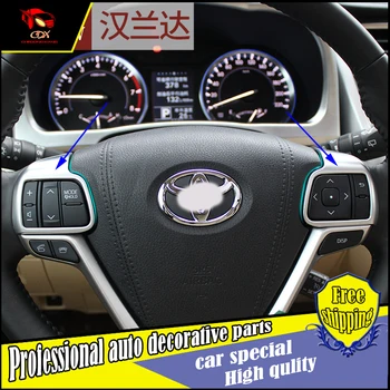 

For Toyota Highlander 2015 car Styling stick steering wheel ABS chrome Car steering wheel control button Cover decorate