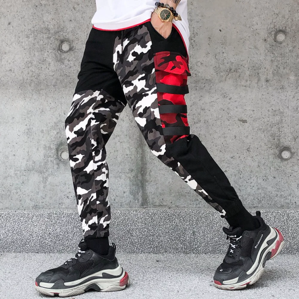 2019 Harem Pants Men Skinny Spring Patchwork Full Length Hip Hop Men Trousers Hole Casual Overalls Streetwear Pencil Pants