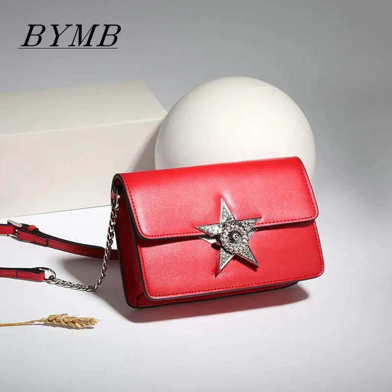 

The new quality brand of 2019 has a simple package Cross-body bag female Genuine Leather handbag Chain Bag Shoulder Bag