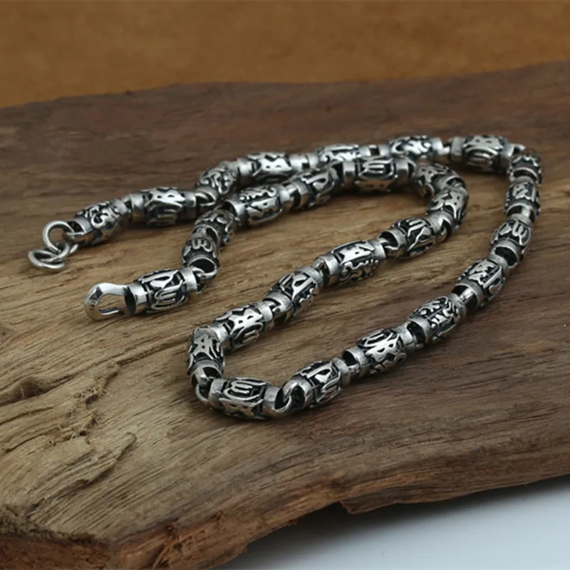 66g 100% Real Pure 925 Sterling Silver Choker Necklace 8MM Thick Chain Men Gift Thai silver long Initial necklace | Украшения и