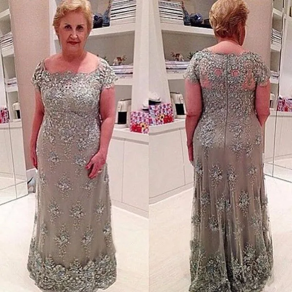 2017 Elegant Plus Size Mother Of The Bride Dresses Lace Applique Mother Groom Dress Vintage Evening Guest Gowns For Weddings