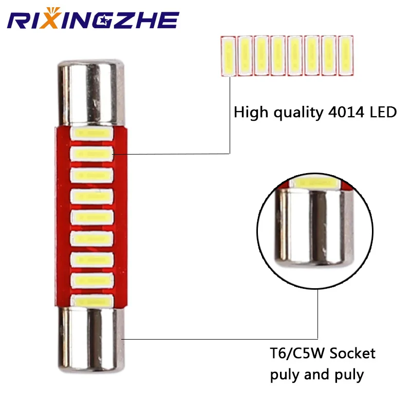10 шт. C5W T6 Автомобильные светодиодные лампы 28 мм 30 автомобиль гирлянда для салона Купол Чтение светильник источник света белый Ледяной Синий боковой фонарь освещения номерного знака 12V