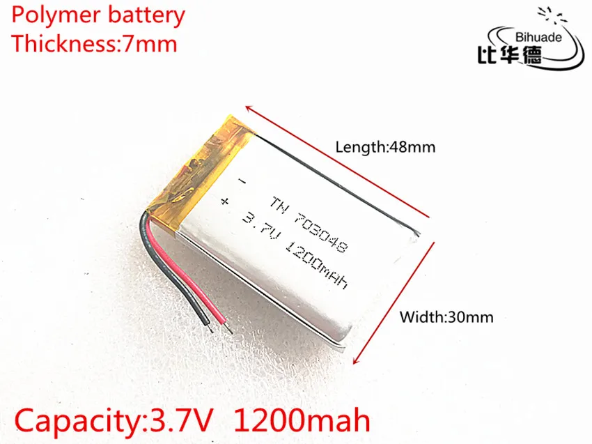 703048 de Polímero de Lítio Recarregável para Mp3 Frete Grátis Lote 3.7 v 1200 Mah Li-po Bateria Mp4 10 Pçs - - Image 2