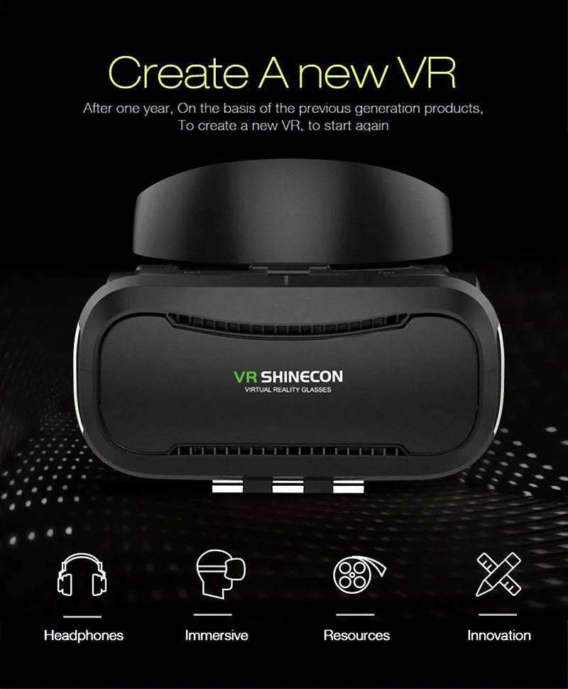 VR Shinecon 4,0 стерео Виртуальная реальность смартфон 3D очки гарнитура Google BOX+ наушники/кнопка управления для 3,5-5,5 'мобильный телефон