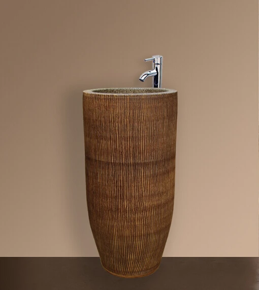 

One column basin. Brown ceramic sinks. Art basin. The stage basin. The sink