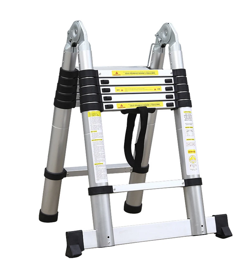 2Pcs 2.5M+2.5M Portable Aluminum AlloyTelescopic Ladder With Joint