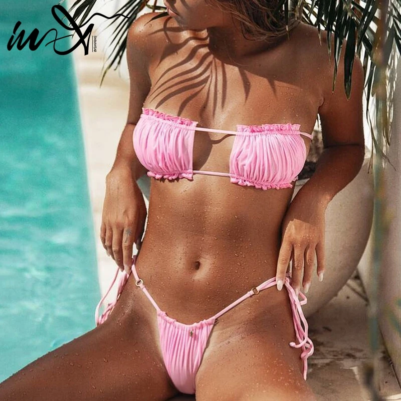 In-X Sexy micro bikini 2019 Ruffle brazilian swimsuit female bathers String bathing suit women Bandeau swimwear high cut bikini In-X Sexy micro bikini 2019 Ruffle brazilian swimsuit female bathers String bathing suit women Bandeau swimwear high cut bikini