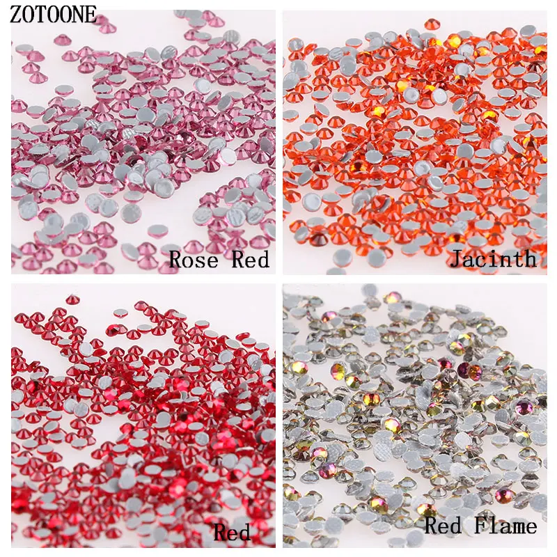 

ZOTOONE 1440pcs/lot Red Hot Fix Rhinestones SS6-SS20 Iron on Rhinestones for Clothes High Quality Crystal Hot Back Glass Stone E