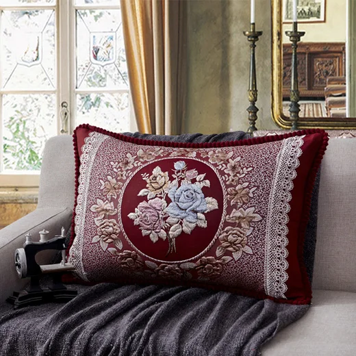 Роскошные европейские Чехлы для подушек, наволочка прямоугольной формы, чехол для подушки, элегантный декоративный чехол для дивана и автомобиля, чехол для подушки для дома - Цвет: Red