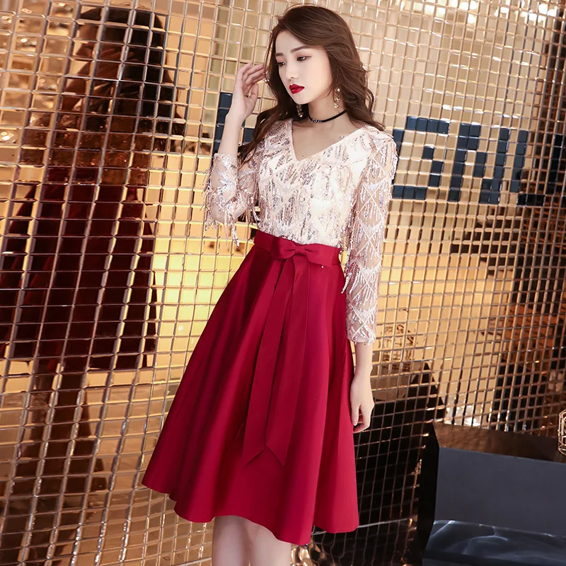 

Wedding Party Women Dress Luxury China Style Elegant Banquet Short Qipao Oriental Female Slim Prom Cheongsam Gowns Vestido