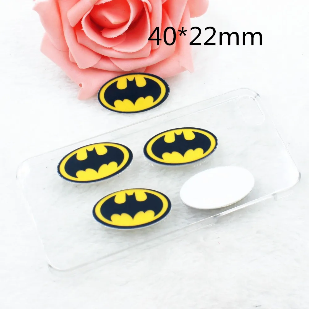 

50pcs/lot flat back planar resin bat logo resin cartoon DIY resin cabochons accessories 40*22mm