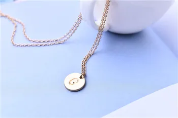 

Round Initial Letter G Necklace Simple Engraved Alphabet G Letter Pendant Necklace Coin Disk Jewelry Gift for Couple