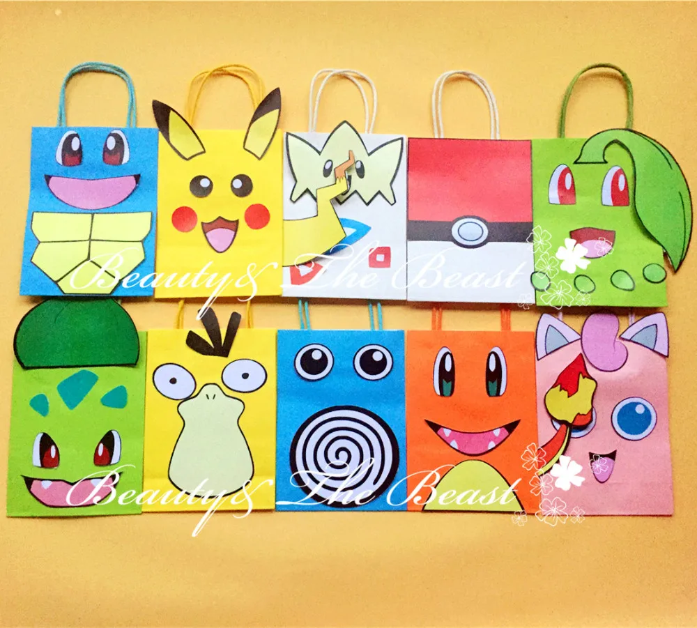 Pokemon Aller Pikachu Faveur Sac Cadeau Sac De Fete D Anniversaire Decorations Enfants Partie Fournitures Baby Shower Candy Bar Aliexpress