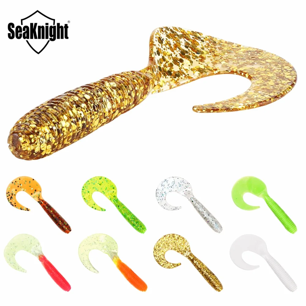 

SeaKnight Soft Lure SL017 Soft Fishing Lure 1.9g 65mm 80PCS Lure Long Curly Tail Grubs Maggot Soft Bait Fishing Tackle 8 Colors