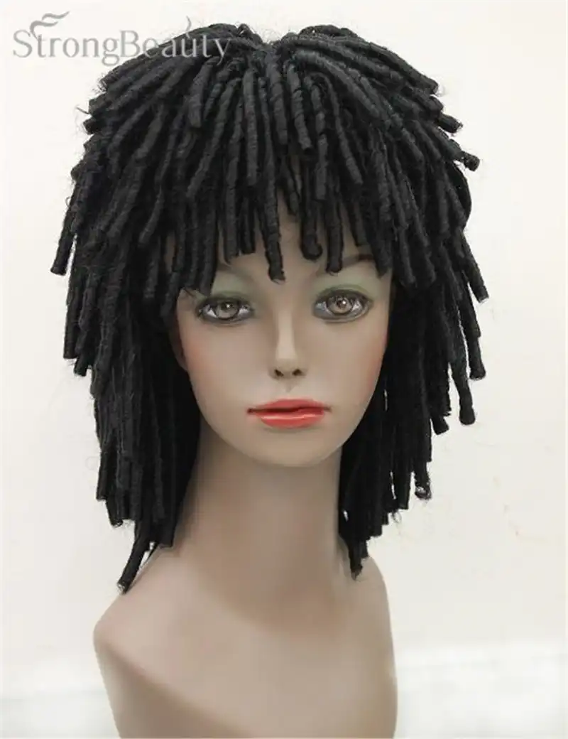 Strong Beauty Short Black Brown Dreadlock Synthetic Hair Corkscrew