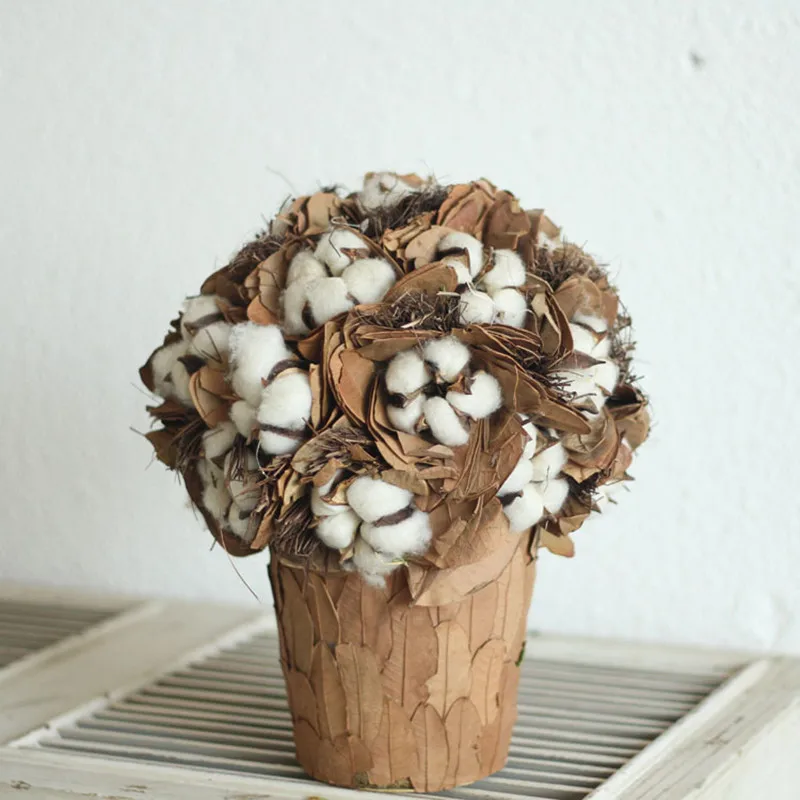 

Real Cotton Flowers Dried Flowers Preserved Leaves Cotton Florals Bouquet Rustic Table Decor Home Wedding Floral Decoration