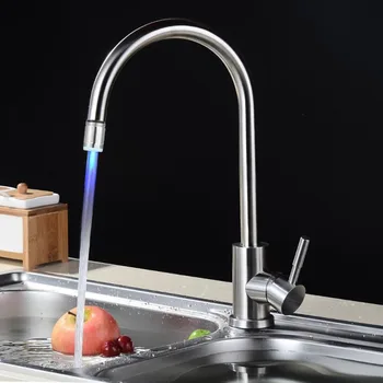 

7Colors LED Light Water Tap Kitchen Bathroom Faucet Sink Decoration Stainless Steel Water Tap Musluk torneira para banheiro