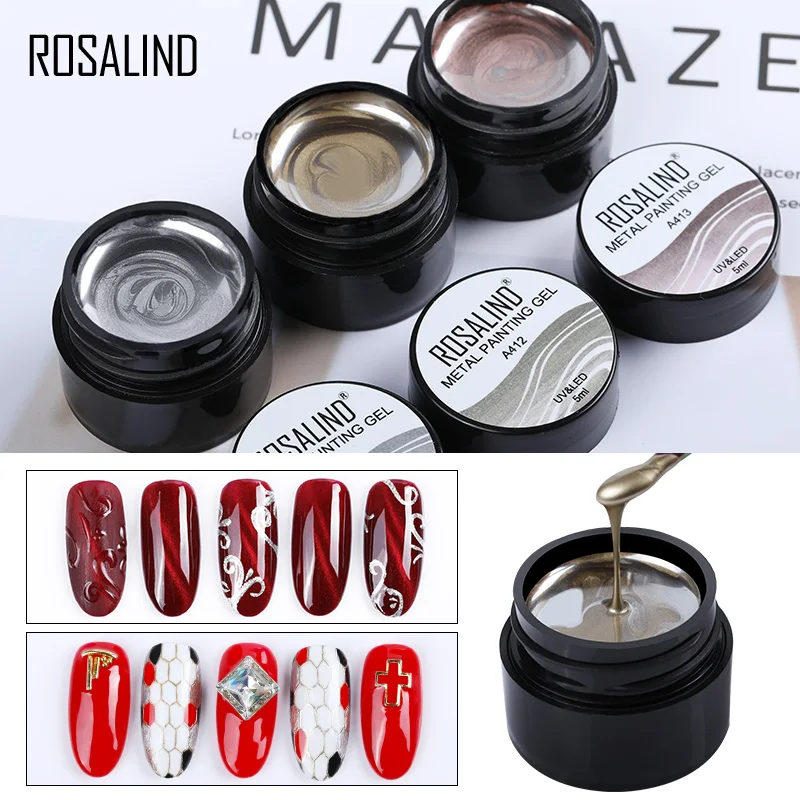 ROSALIND Gel Nail Polish Nail Art Base For Manicure 5ml 3 Colors Primer Set Metal Painting Hybrid V