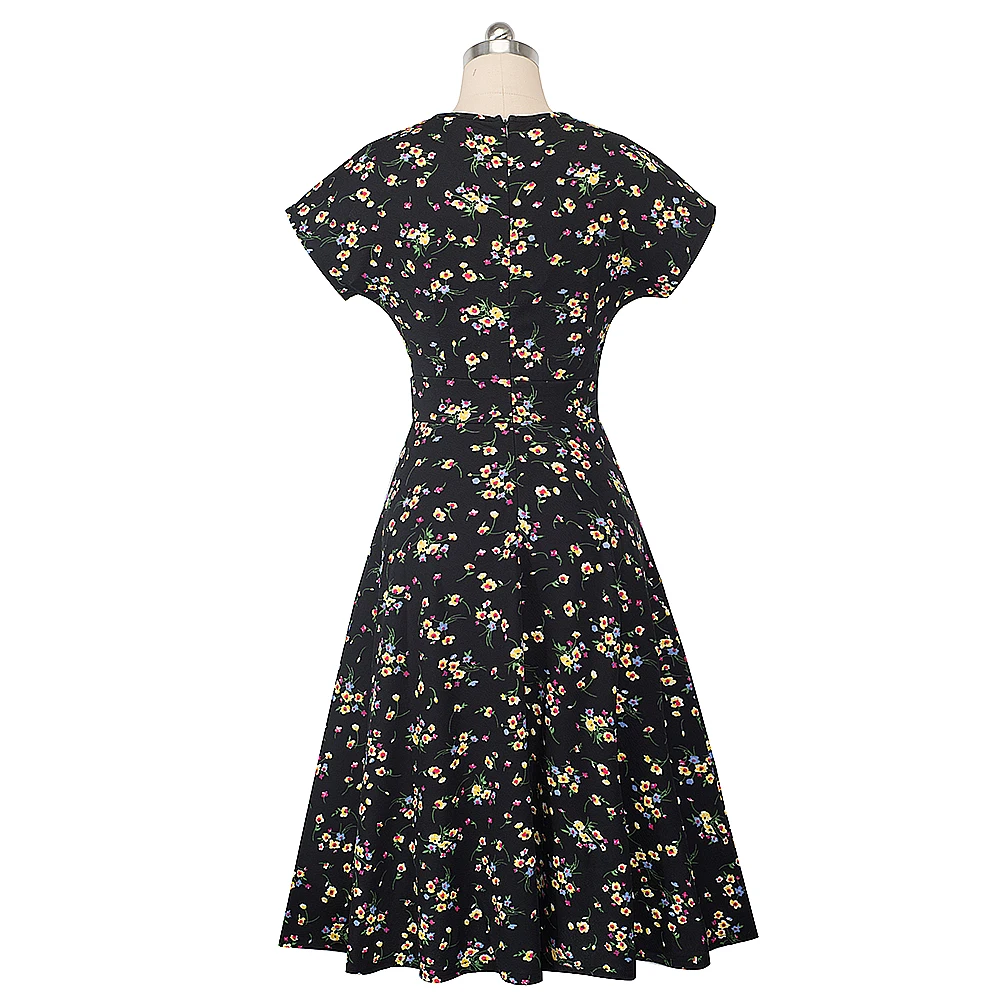 Хорошее-forever винтажное платье в стиле ретро с цветочным принтом, вечерние платья для деловых женщин, расклешенное летнее женское платье btyA102