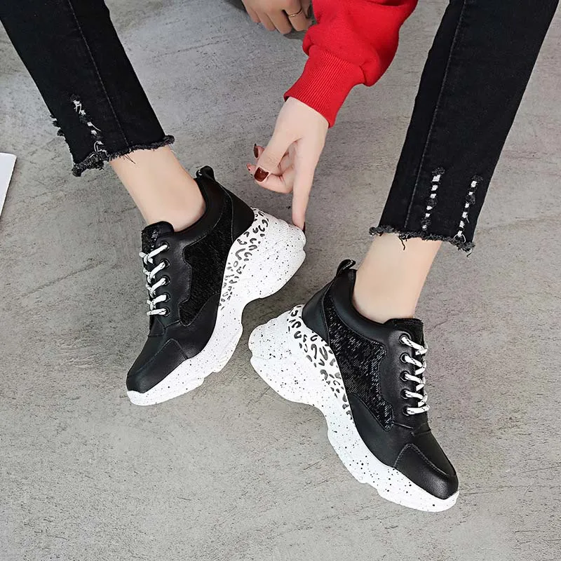 Белые туфли Женские модные брендовые блестящие кроссовки на платформе zapatos de mujer