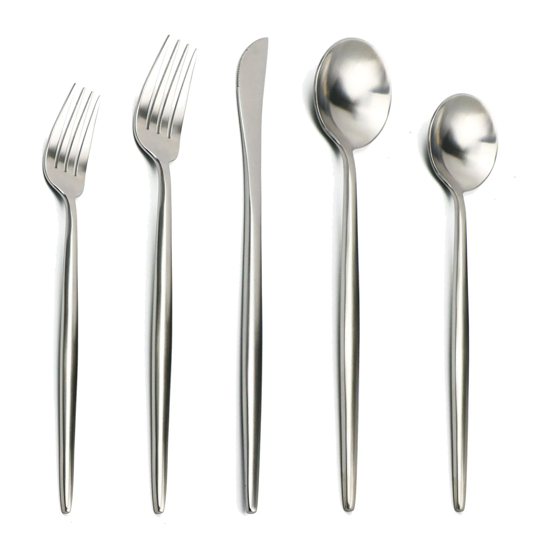 Матовые серебряные столовые приборы набор столовых приборов из нержавеющей