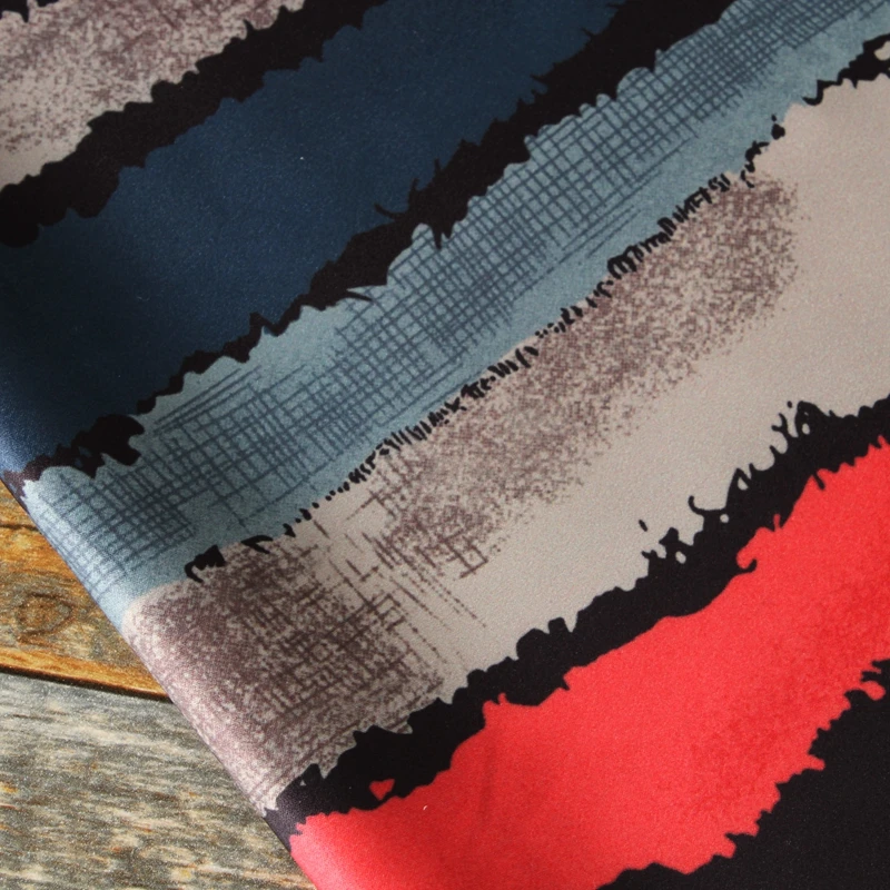 

FYS56 50*140cm Colorful Stripe Silk Fabric Chinese Silk Fabric For Cheongsam Gambiered Canton Gauze Fabric Silk Scarf Fabric DIY