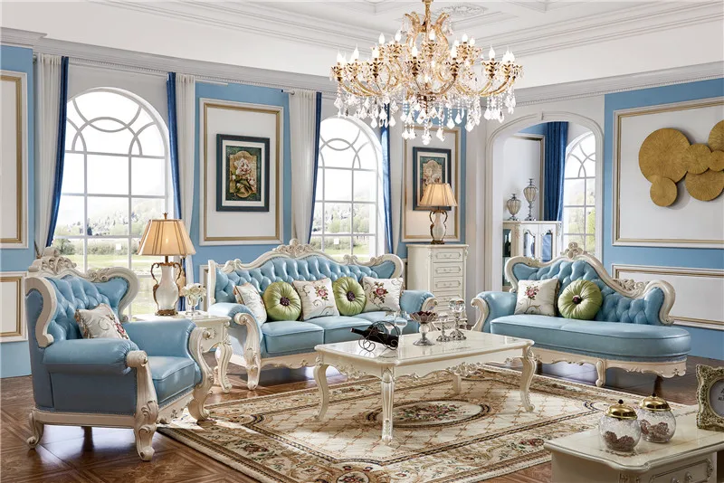 Французский кожаный диван гостиная секционный диван европейский стиль, кожаный диван