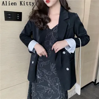 

Alien Kitty New Casual Fresh Female High Quality Office Lady Long Sleeve Single Breasted Solid Vintage Notched Blazers 2 Colors
