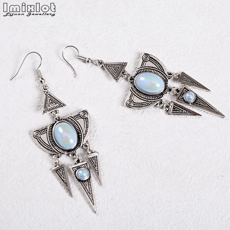 

Antique Silver Color Triangle Egyptian Drop Earrings Geometric Morocco Dangle Earrings for Women Long Tassel Earrings bijoux