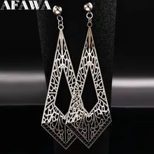 Модные длинные геометрические серьги-гвоздики из нержавеющей стали для женщин, серебряные серьги, ювелирные изделия, серьги mujer moda E612328