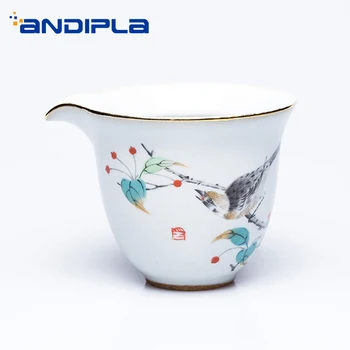 

210ML Jingdezhen Hand Painted Vintage Flower Bird Pattern Fair Tea Cup Ceramic Home Cha Hai Public Teacup Coffee Mug Family Gift