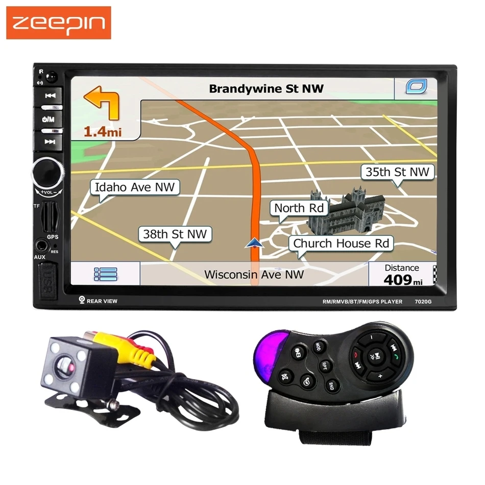 2 DIN 1080P Univeral Car DVD Video Player 12V Touch Screen GPS Navigation HD Player USB