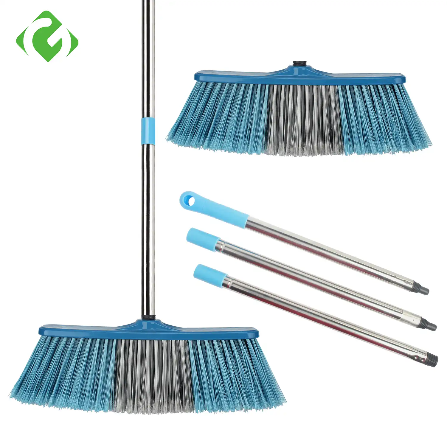 Floor Cleaning Broom with Adjustable Long Handle Stiff Bristle Grout Brooms Scrubber for