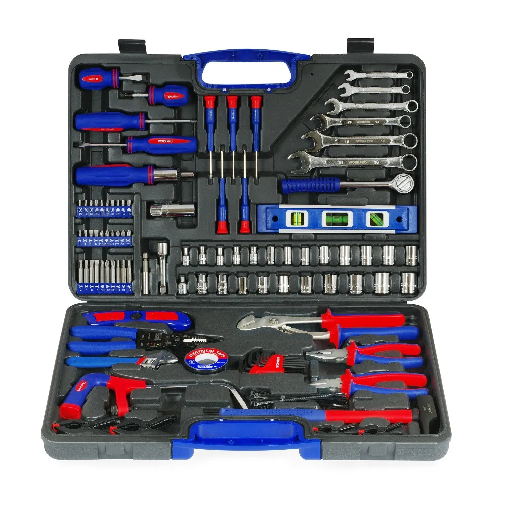 WORKPRO 139PC Precision Tools Set Screwdriver Set Plier Sockets Wrench Saw Hammer Household Tool Kit