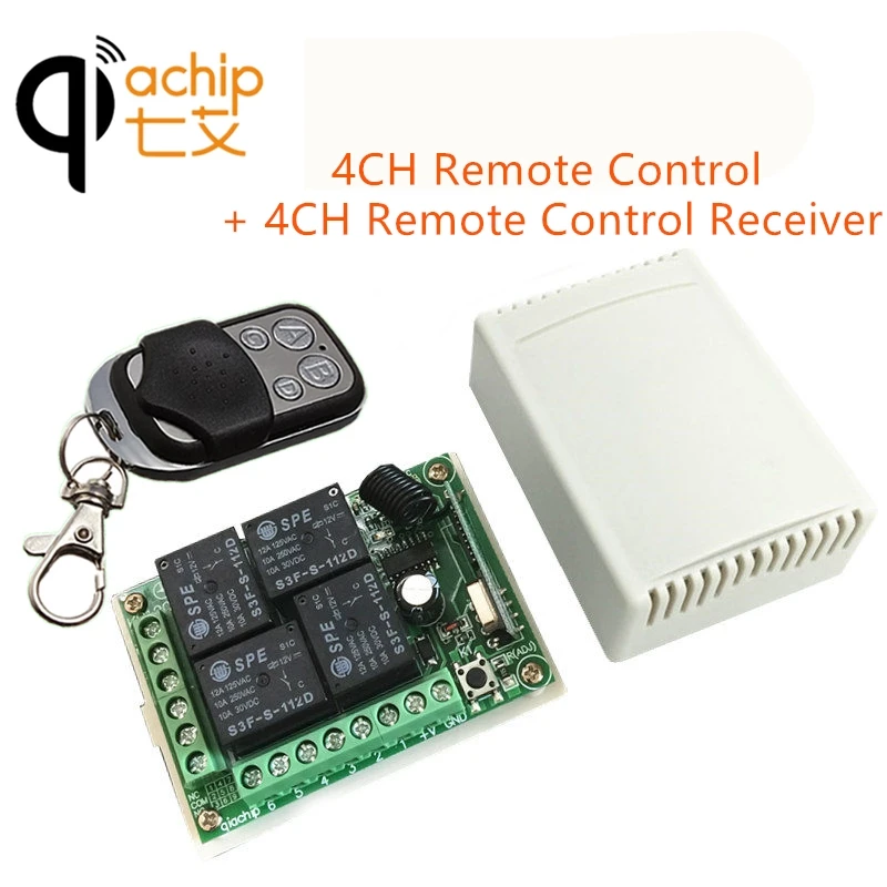 QIACHIP 433 Mhz Universal Wireless 4 CH Electric Lock Remote Control Switch and 433Mhz DC 12V 2CH Relay Receivers Module | Электроника