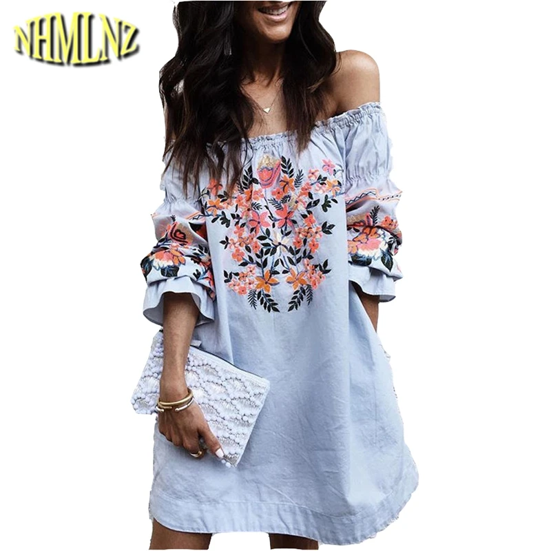 2019 летнее Новое Женское платье с модным принтом Vestido Feminino Slim Slash шеи повседневное
