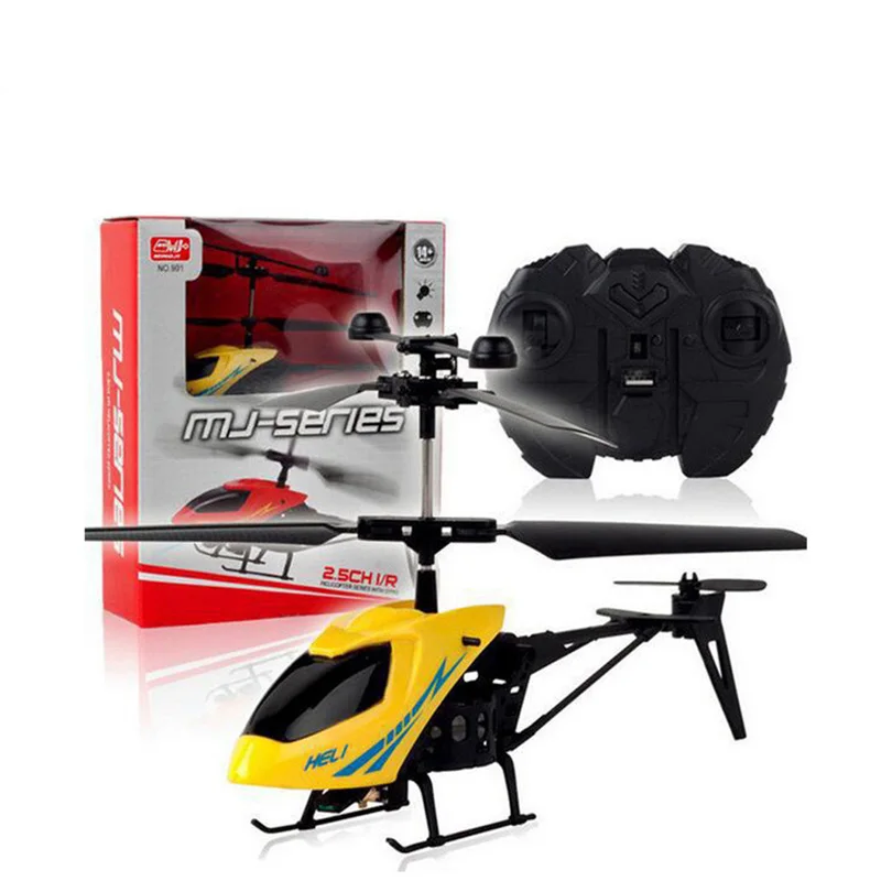 RC Helicopter 2 CH 2.5 Channel Infrared Mini RC Drone Aircraft With Gyro Crash Resistant RC Toys For Boy Kids Gift Red Yellow