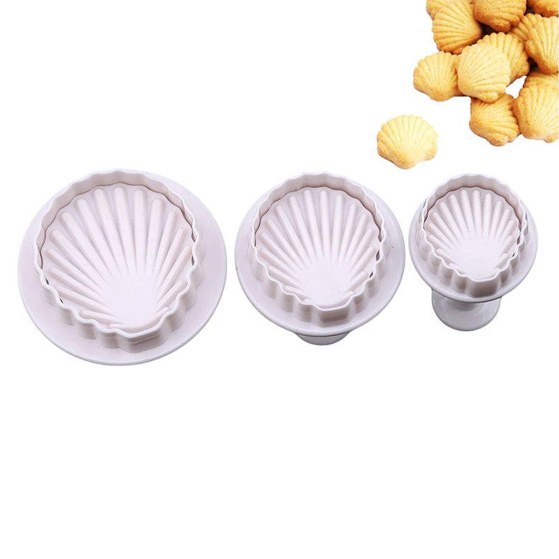 

3Pcs/Set Plastic Top Shell Candy Mold Decorating Cookies Mould BiscuitPlunger Cutter Baking Mold