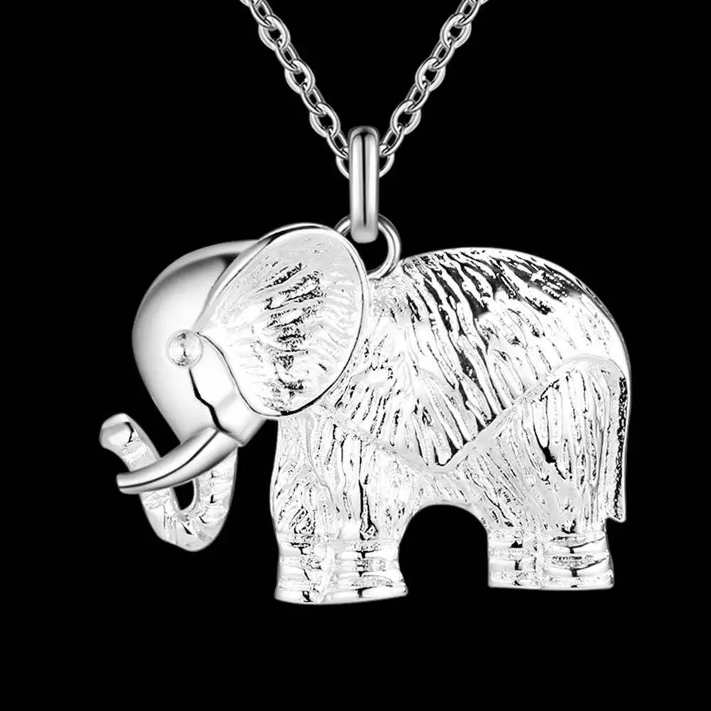 

Wholesale silver plated charm jewelrys Necklace,free shipping 925 stamped fashion jewelry pendant Elephant AN284/baoajrva